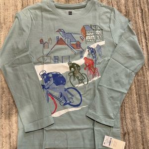 NWT Tea Collection Tour de France blue long sleeve t-shirt. Size 12.